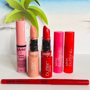 6pc NYX “BUTTER” Lip Collection - Red Pink Nude